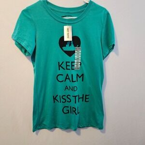 Disney Keep Calm And Kiss The Girl Teal Little Mermaid Shirt